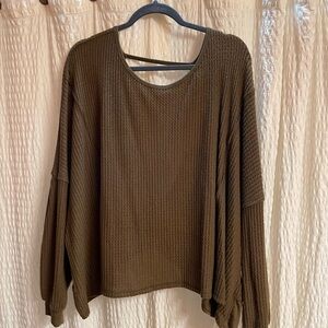 Free People Tobacco Waffle Knit Top